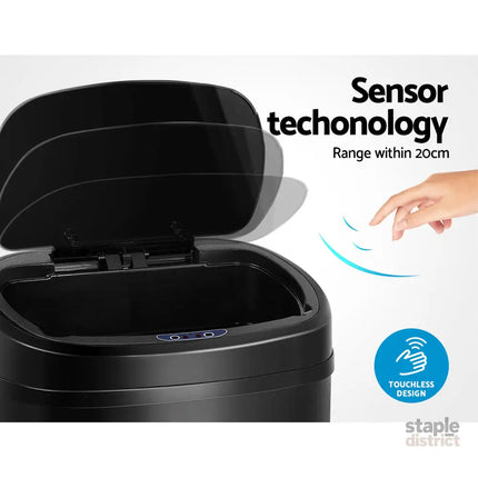 Devanti 58L Motion Sensor Bin Rubbish Automatic Black - Home & Garden > Kitchen Bins > Automatic Bins