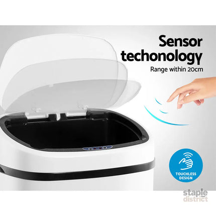 Devanti 58L Motion Sensor Bin Rubbish Automatic White - Home & Garden > Kitchen Bins > Automatic Bins