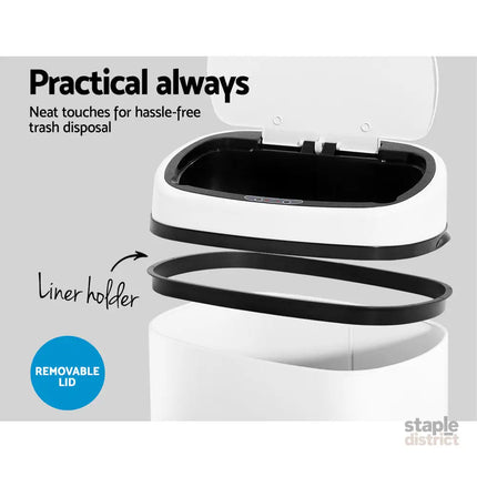 Devanti 58L Motion Sensor Bin Rubbish Automatic White - Home & Garden > Kitchen Bins > Automatic Bins
