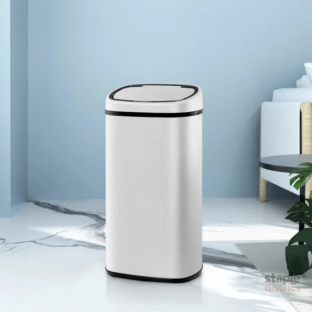 Devanti 58L Motion Sensor Bin Rubbish Automatic White - Home & Garden > Kitchen Bins > Automatic Bins