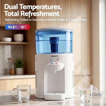 Devanti 5L Bench Top Water Cooler Dispenser with Filter 2 Taps Countertop Water Purifier - Appliances > Kitchen