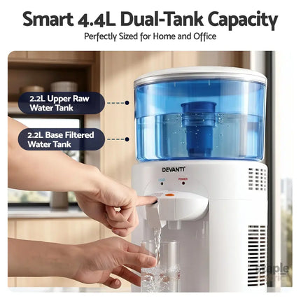Devanti 5L Bench Top Water Cooler Dispenser with Filter 2 Taps Countertop Water Purifier - Appliances > Kitchen