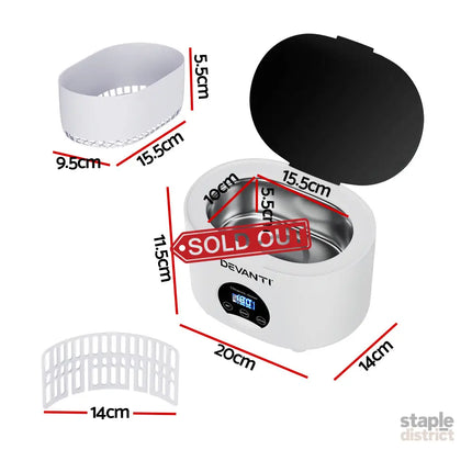 Devanti 600ml Ultrasonic Cleaner Timer Jewellery Glasses Cleaning Machine Degas - Appliances > Other Cleaning