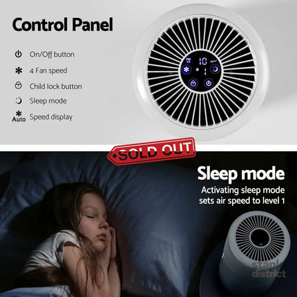 Devanti Air Purifier HEPA Filter Home Purifiers Dust Sensor PM2.5 Remover - Appliances > Aroma Diffusers & Humidifiers