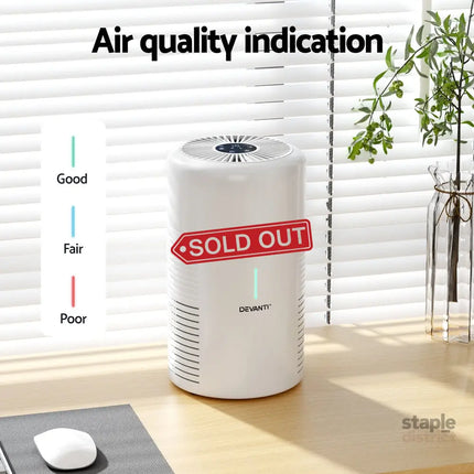 Devanti Air Purifier HEPA Filter Home Purifiers Dust Sensor PM2.5 Remover - Appliances > Aroma Diffusers & Humidifiers