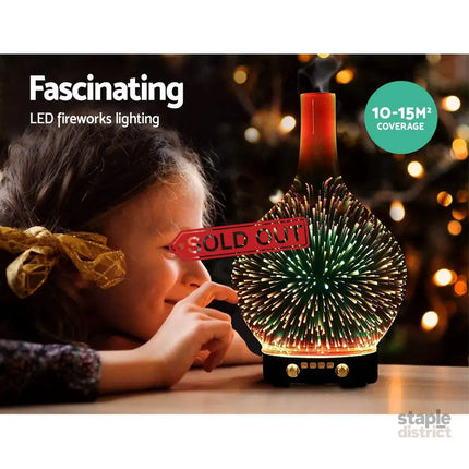 Devanti Aroma Diffuser Aromatherapy 3D Glass 100ml - Appliances > Aroma Diffusers & Humidifiers > Aroma Diffusers