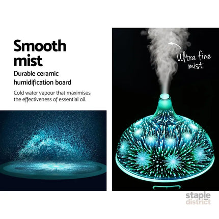Devanti Aroma Diffuser Aromatherapy 3D Glass 400ml - Appliances > Aroma Diffusers & Humidifiers > Aroma Diffusers