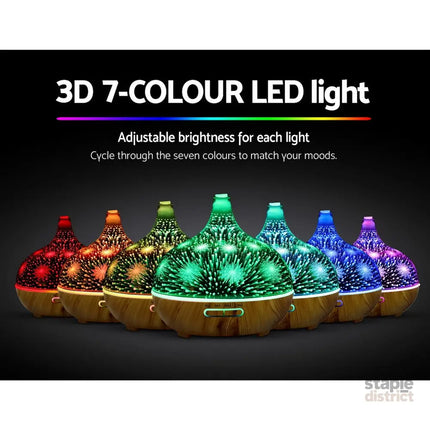 Devanti Aroma Diffuser Aromatherapy 3D Glass 400ml - Appliances > Aroma Diffusers & Humidifiers > Aroma Diffusers