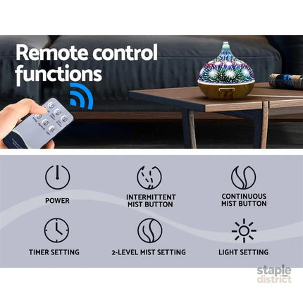 Devanti Aroma Diffuser Aromatherapy 3D Glass 400ml - Appliances > Aroma Diffusers & Humidifiers > Aroma Diffusers