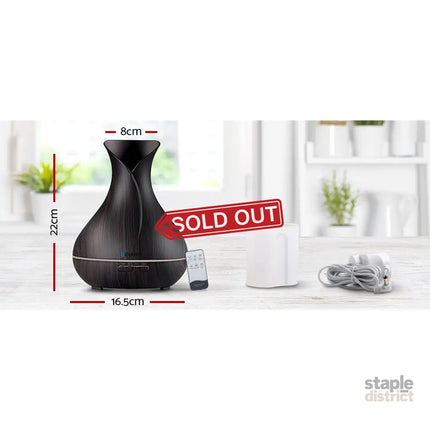 Devanti Aroma Diffuser Aromatherapy Dark Wood 400ml - Appliances > Aroma Diffusers & Humidifiers > Aroma Diffusers