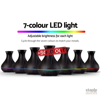 Devanti Aroma Diffuser Aromatherapy Dark Wood 400ml - Appliances > Aroma Diffusers & Humidifiers > Aroma Diffusers