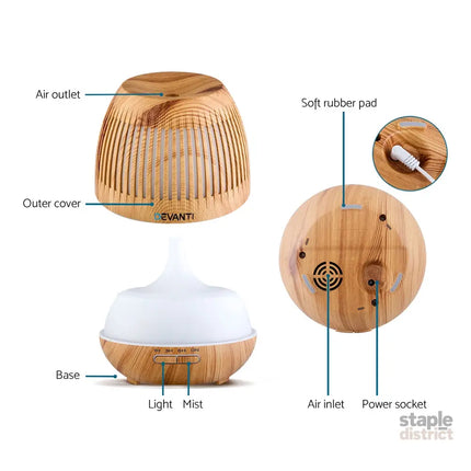 Devanti Aroma Diffuser Aromatherapy Humidifier 400ml - Appliances > Aroma Diffusers & Humidifiers > Aroma Diffusers