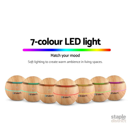 Devanti Aroma Diffuser Aromatherapy Light Wood 130ml - Appliances > Aroma Diffusers & Humidifiers > Aroma Diffusers