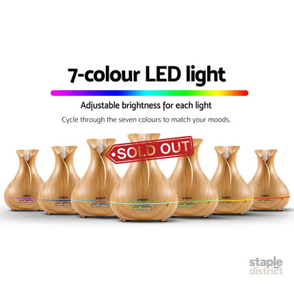 Devanti Aroma Diffuser Aromatherapy Light Wood 400ml - Appliances > Aroma Diffusers & Humidifiers > Aroma Diffusers