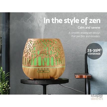 Devanti Aroma Diffuser Aromatherapy Wood Grain 400ml - Appliances > Aroma Diffusers & Humidifiers > Aroma Diffusers