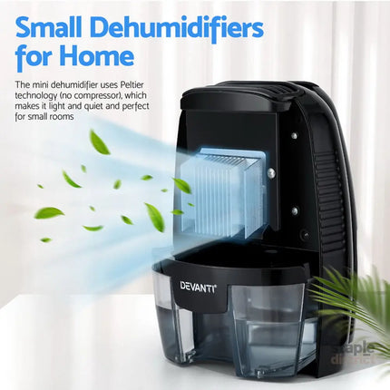 Devanti Dehumidifier 600ML Air Purifier Black - Appliances > Aroma Diffusers & Humidifiers > Dehumidifiers