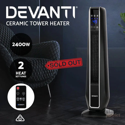 Devanti Electric Ceramic Tower Heater 2400W - Appliances > Heaters > Electric Heaters