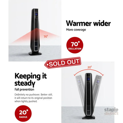 Devanti Electric Ceramic Tower Heater 2400W - Appliances > Heaters > Electric Heaters