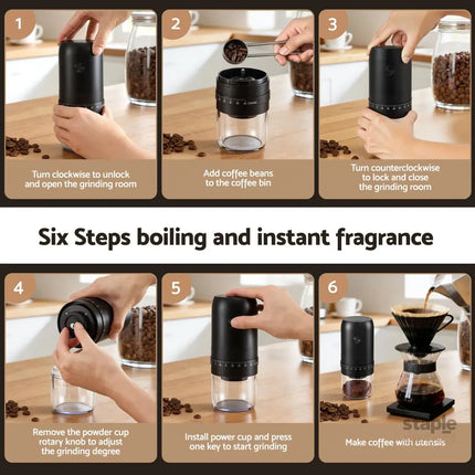Devanti Electric Coffee Grinder USB-C Rechargeable Portable Coffee Bean Grinder with 40 Precise Grind Settings