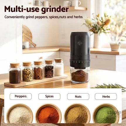 Devanti Electric Coffee Grinder USB-C Rechargeable Portable Coffee Bean Grinder with 40 Precise Grind Settings
