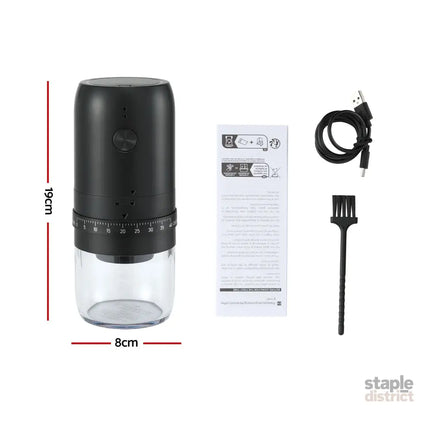 Devanti Electric Coffee Grinder USB-C Rechargeable Portable Coffee Bean Grinder with 40 Precise Grind Settings
