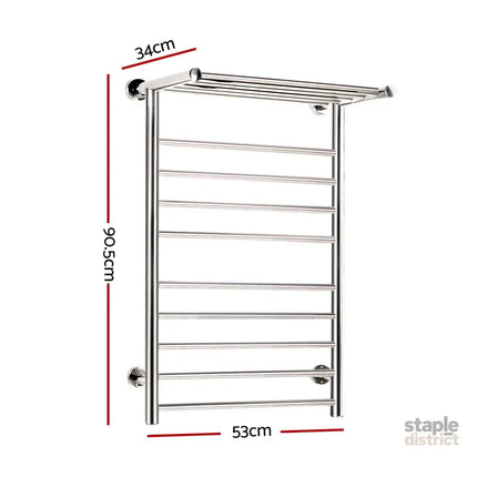 Devanti Electric Heated Towel Rail Rack 14 Bars Wall Mounted Clothes Dry Warmer - Home & Garden > Laundry & Cleaning >