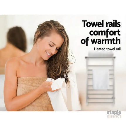 Devanti Electric Heated Towel Rail Rack 14 Bars Wall Mounted Clothes Dry Warmer - Home & Garden > Laundry & Cleaning >