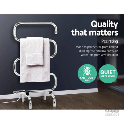 Devanti Electric Heated Towel Rail Rack 5 Bars Freestanding Clothes Dry Warmer - Home & Garden > Laundry & Cleaning >