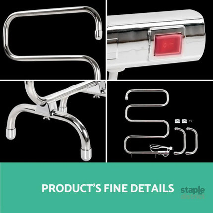 Devanti Electric Heated Towel Rail Rack 5 Bars Freestanding Clothes Dry Warmer - Home & Garden > Laundry & Cleaning >