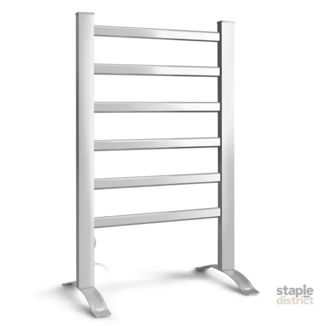 Devanti Electric Heated Towel Rail Rack 6 Bars Freestanding Clothes Dry Warmer - Home & Garden > Laundry & Cleaning >