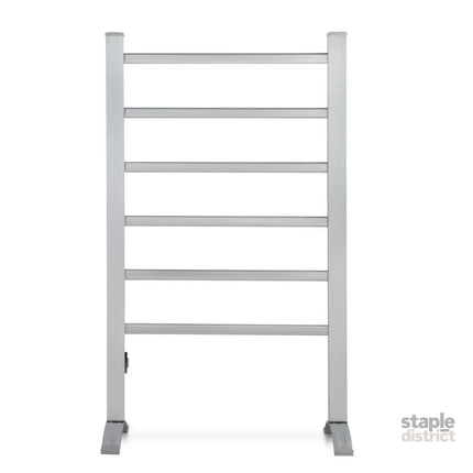 Devanti Electric Heated Towel Rail Rack 6 Bars Freestanding Clothes Dry Warmer - Home & Garden > Laundry & Cleaning >