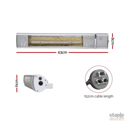 Devanti Electric Strip Heater Infrared Radiant Heaters 2000W - Appliances > Heaters > Electric Heaters