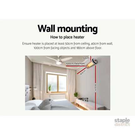 Devanti Electric Strip Heater Radiant Heaters 1500W - Appliances > Heaters > Electric Heaters