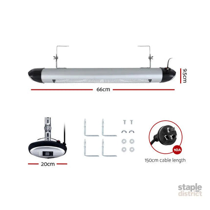 Devanti Electric Strip Heater Radiant Heaters 1500W - Appliances > Heaters > Electric Heaters