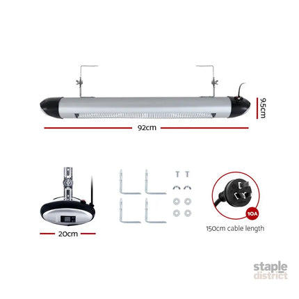 Devanti Electric Strip Heater Radiant Heaters 2000W - Appliances > Heaters > Electric Heaters