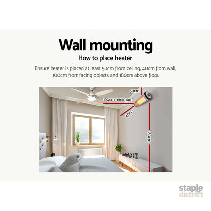 Devanti Electric Strip Heater Radiant Heaters 2000W - Appliances > Heaters > Electric Heaters