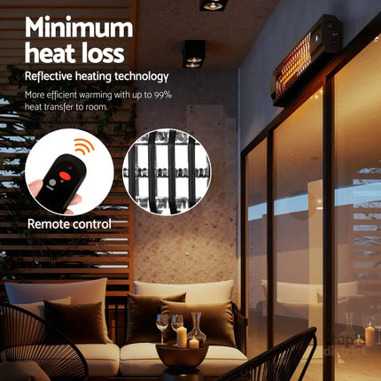 Devanti Electric Strip Heater Radiant Heaters 2000W - Appliances > Heaters > Electric Heaters