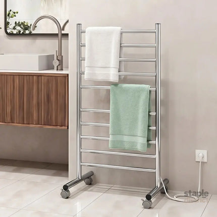 Devanti 10-Bar Freestanding Heated Towel Rail 3-5 Mins Fast Heating Electric Towel Warmer for Bathroom Winter Drying