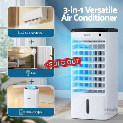 Devanti Evaporative Air Cooler Conditioner w/ Remote 4L - Appliances > Air Conditioners > Evaporative Coolers