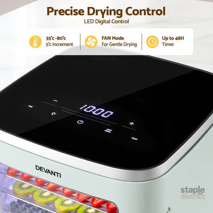 Devanti Food Dehydrator Machine 5 Tray Mini Fruit Dryer Maker Green - Appliances > Kitchen Appliances > Food Dehydrators