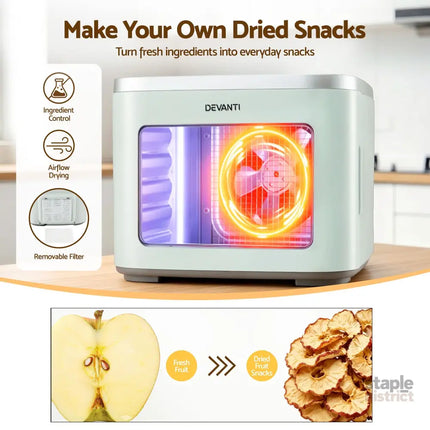 Devanti Food Dehydrator Machine 5 Tray Mini Fruit Dryer Maker Green - Appliances > Kitchen Appliances > Food Dehydrators