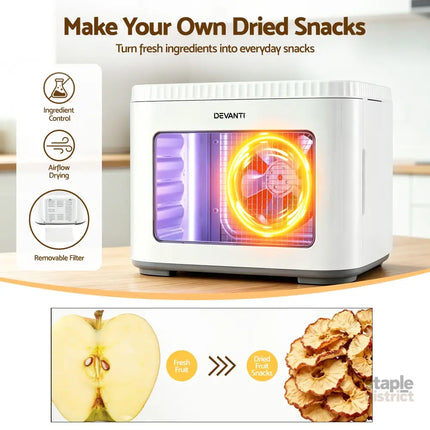 Devanti Food Dehydrator Machine 5 Tray Mini Fruit Dryer Maker White - Appliances > Kitchen Appliances > Food Dehydrators