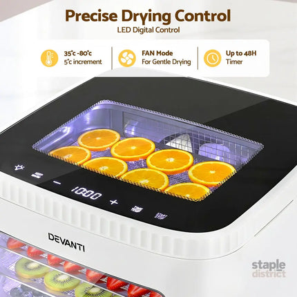 Devanti Food Dehydrator Machine 5 Tray Mini Fruit Dryer Maker White - Appliances > Kitchen Appliances > Food Dehydrators