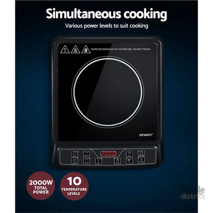 Devanti Induction Cooktop 30cm Portable Cooker - Appliances > Kitchen Appliances > Cooktops & Stoves