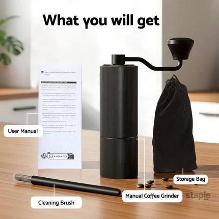 Devanti Manual Coffee Grinder with 24 Adjustable Settings | Hand Coffee Bean Burr Mill for Espresso French Press
