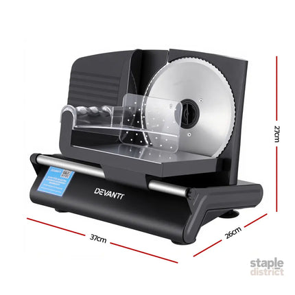 Devanti Meat Slicer Bread Vegetable 200W Power 0-15mm Adjustable Easy Clean Stable Stainless Steel Blade Food Slicer