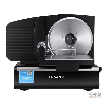 Devanti Meat Slicer Bread Vegetable 200W Power 0-15mm Adjustable Easy Clean Stable Stainless Steel Blade Food Slicer