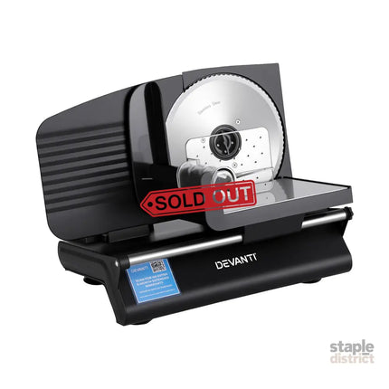Devanti Meat Slicer Bread Vegetable 200W Power 0-15mm Adjustable Easy Clean Stable Stainless Steel Blade Food Slicer