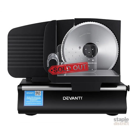 Devanti Meat Slicer Bread Vegetable 200W Power 0-15mm Adjustable Easy Clean Stable Stainless Steel Blade Food Slicer