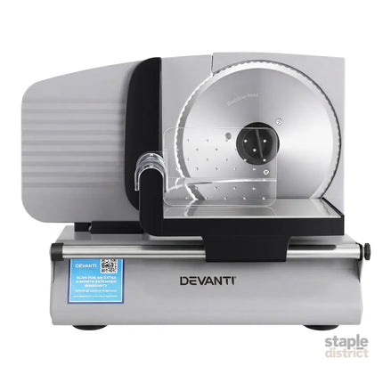 Devanti Meat Slicer Bread Vegetable 200W Power 0-15mm Adjustable Easy Clean Stable Stainless Steel Blade Food Slicer